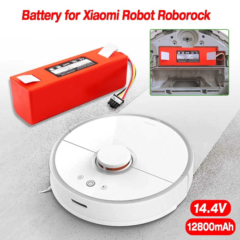 Batteria di Ricambio per Robot Aspirapolvere Xiaomi Roborock S55 S60 S65 S50 S51 S5 MAX S6, 14.4V 12800mAh