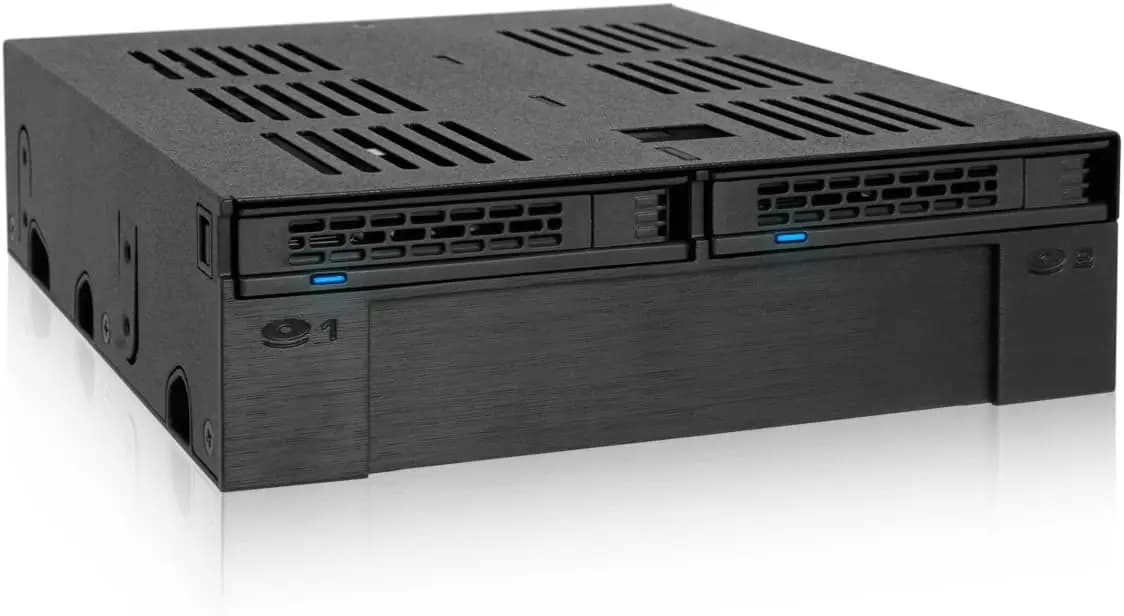 Rack mobile per HDD/SSD SAS/SATA da 2,5 pollici a 2 alloggiamenti con slot da 3,5 pollici per bay esterno da 5,25 pollici - ExpressCage MB322SP-B