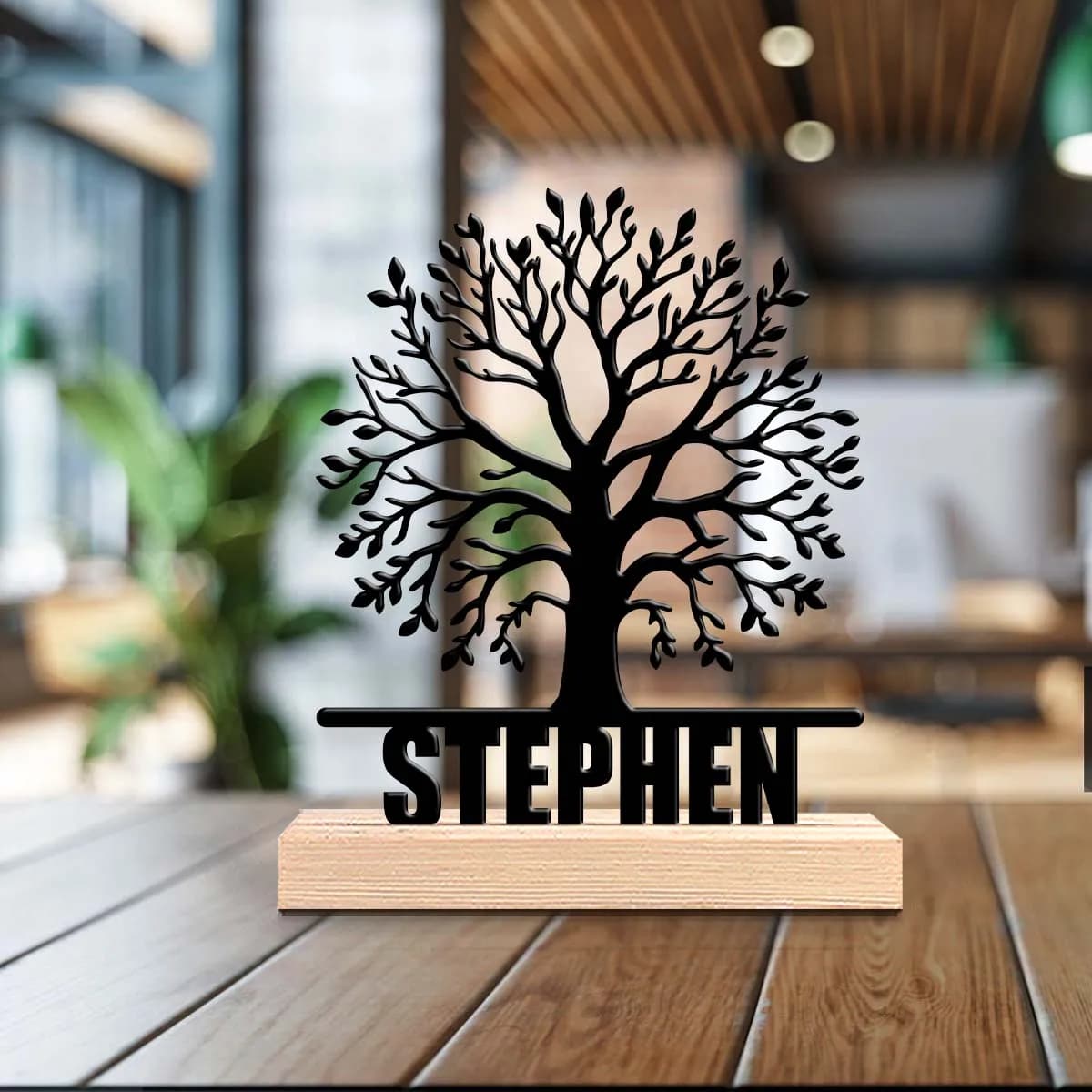 1pc Personalized Metal Artwork Custom Name Equipped with Wooden Base Bar Decoration, Holiday Gifts