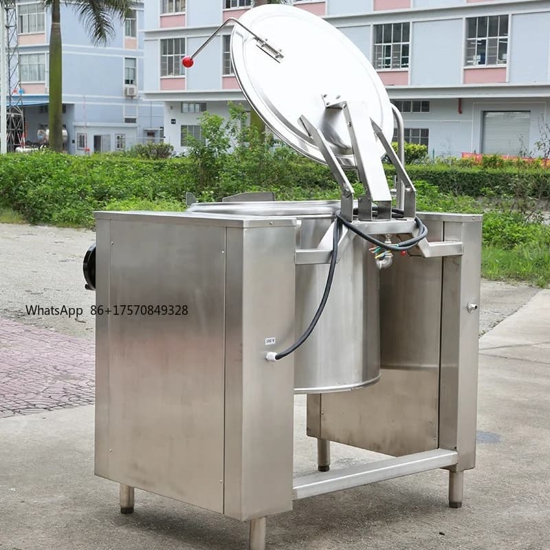 Pentola Industriale da 100-600 Litri in Acciaio Inox, Bollitore Elettrico a Doppio Fondo, Attrezzatura Completa per Cucina Commerciale