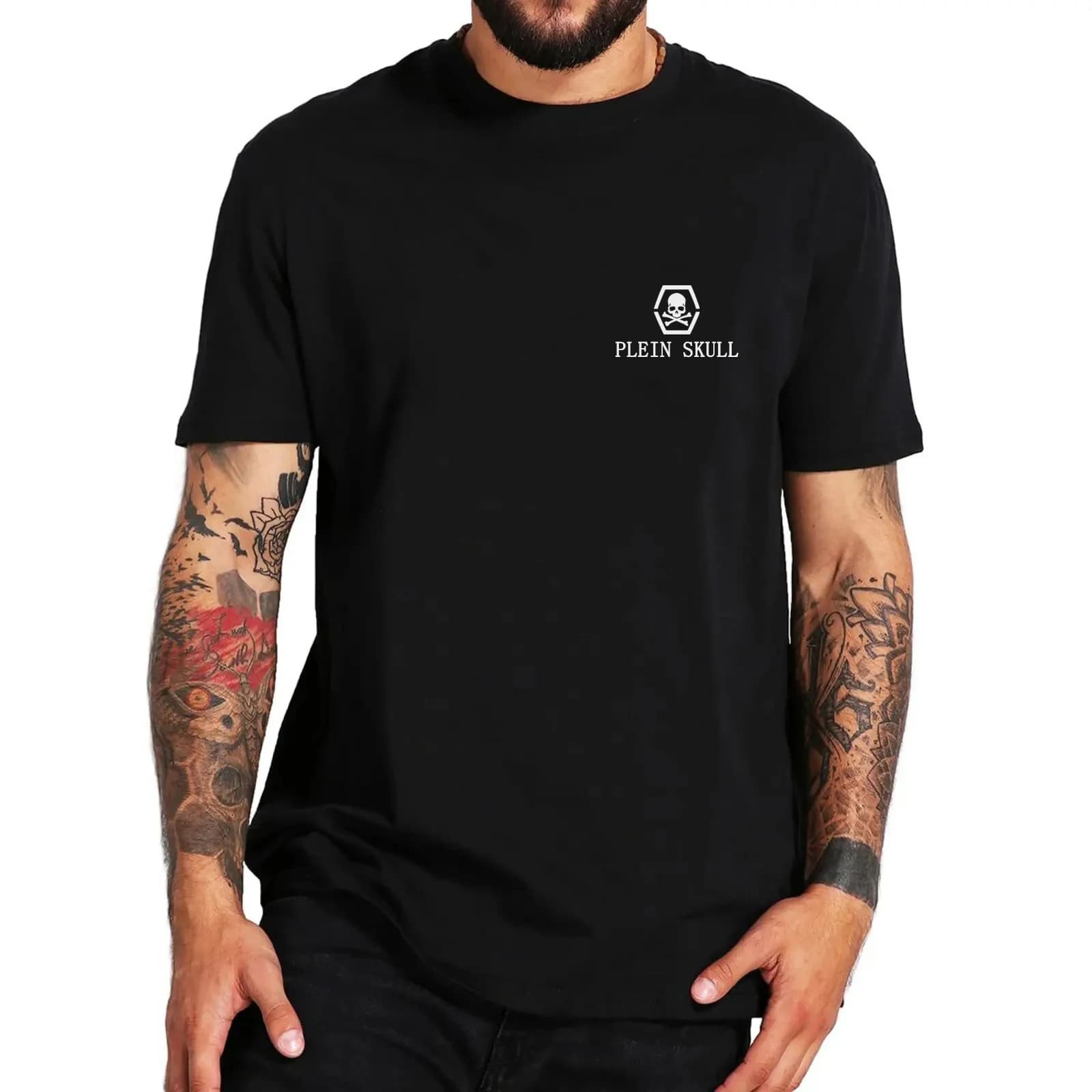PLEIN SKULL T-shirt allentata punk da uomo stampata T-shirt traspirante in cotone oversize Sport da strada Top a maniche corte S-6XL T-shirt Hip Hop
