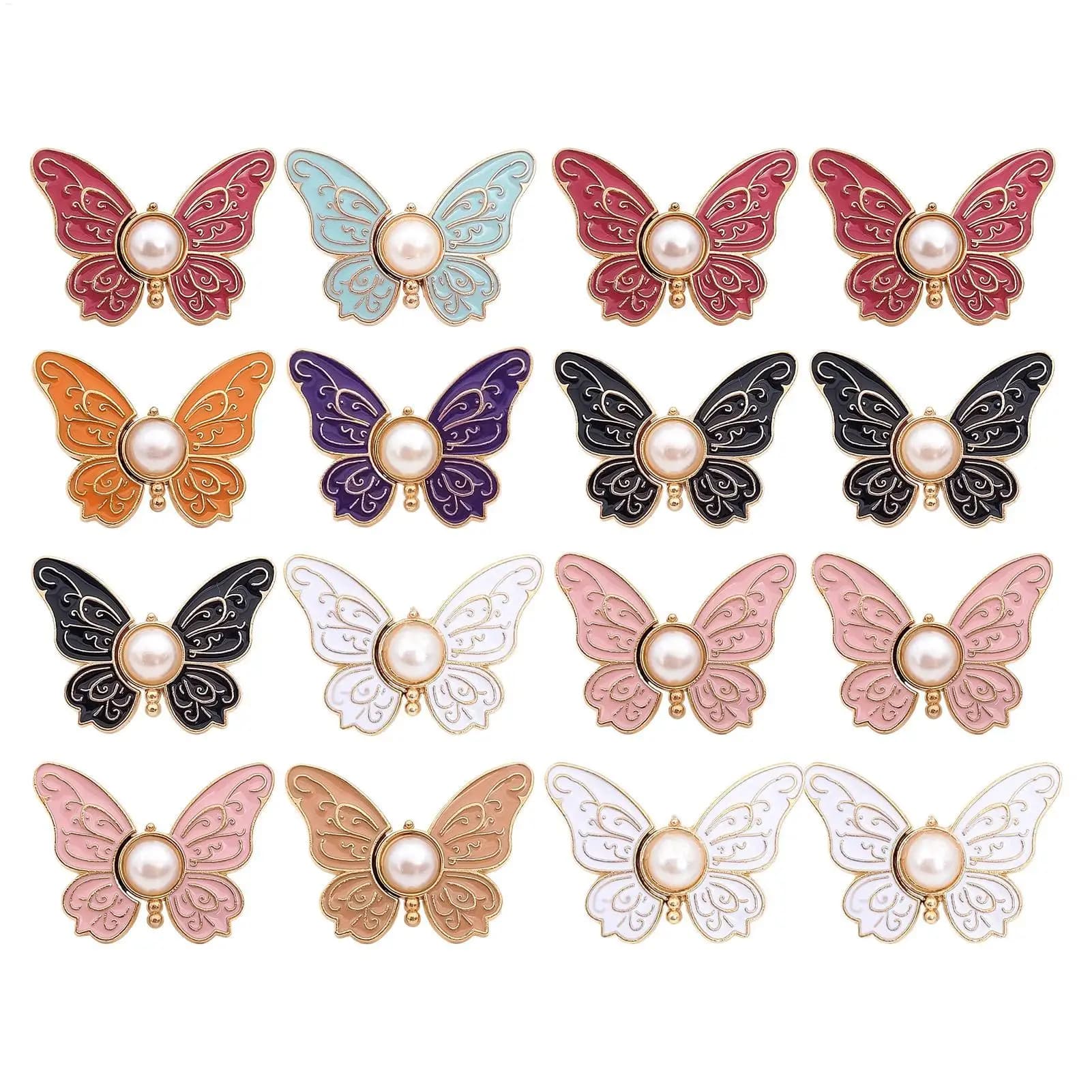8 Pieces Butterfly Waist Tightener Adjustable Jean Button No Sew Clips Alloy Pants Buckle Set for Loose Jeans Skirt Dress Jacket