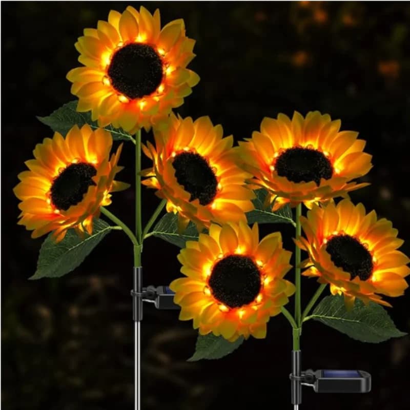 Luci Solari a Forma di Girasole da Giardino, Impermeabili, Decorative per Esterni, Illuminazione Notturna per Cortile, Patio e Prato