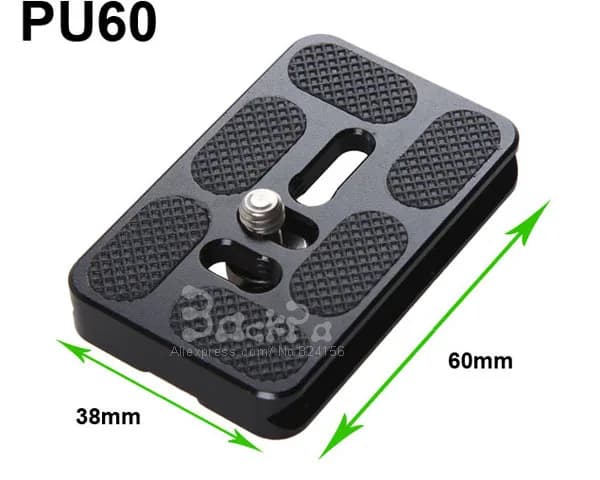 PU-60 Quick Release Plate 38 X 60mm with 1/4' Screw Mount for Benro Arca-Swiss Tripod Ballhead