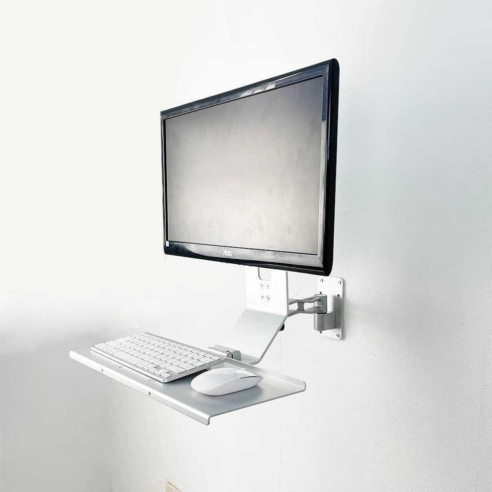 Height Adjustable Monitor Wall Mount with Keyboard Tray