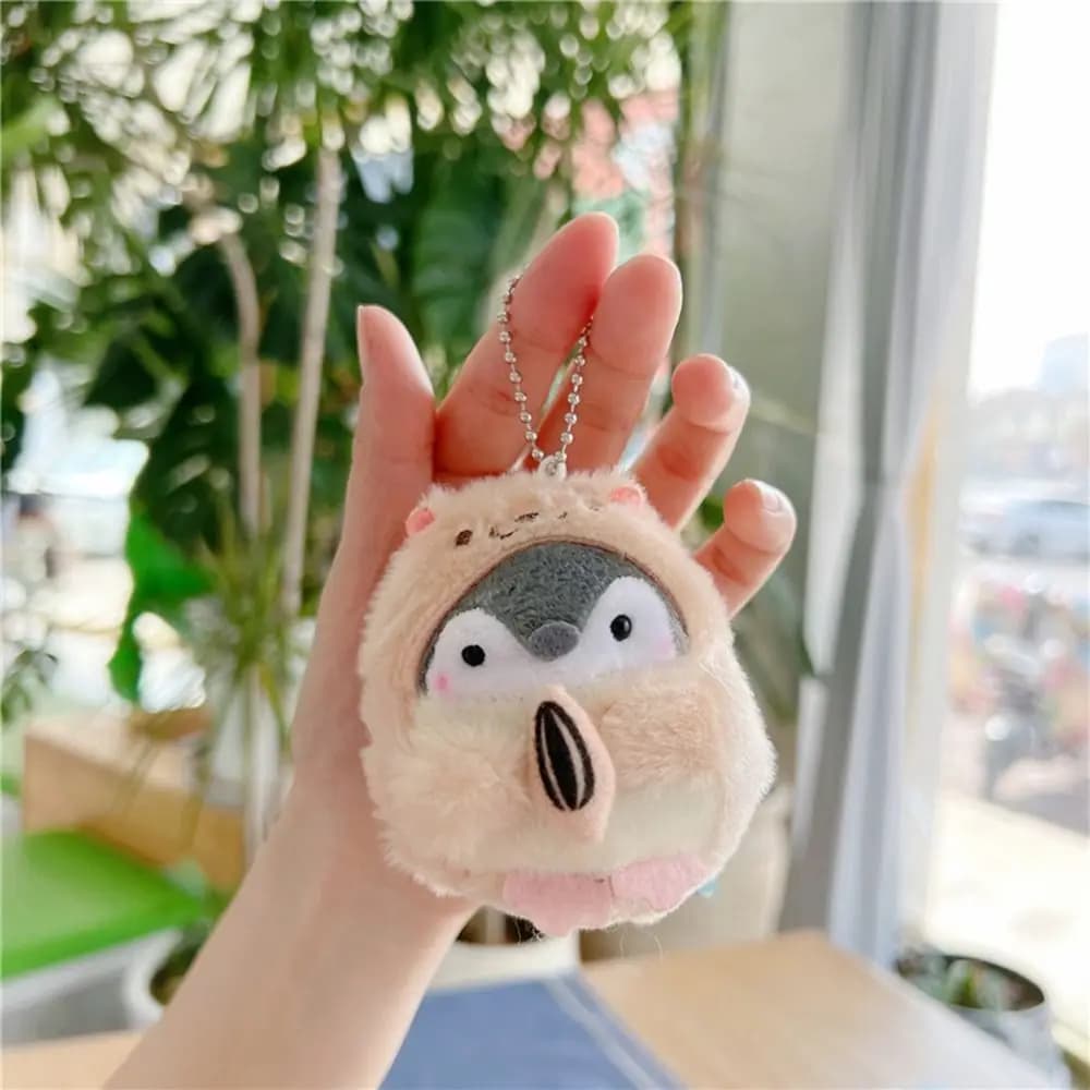 Portachiavi in peluche a forma di pinguino cartone animato, simpatico giocattolo per zaino, portachiavi pinguino con cappello da turista, per uomo e donna
