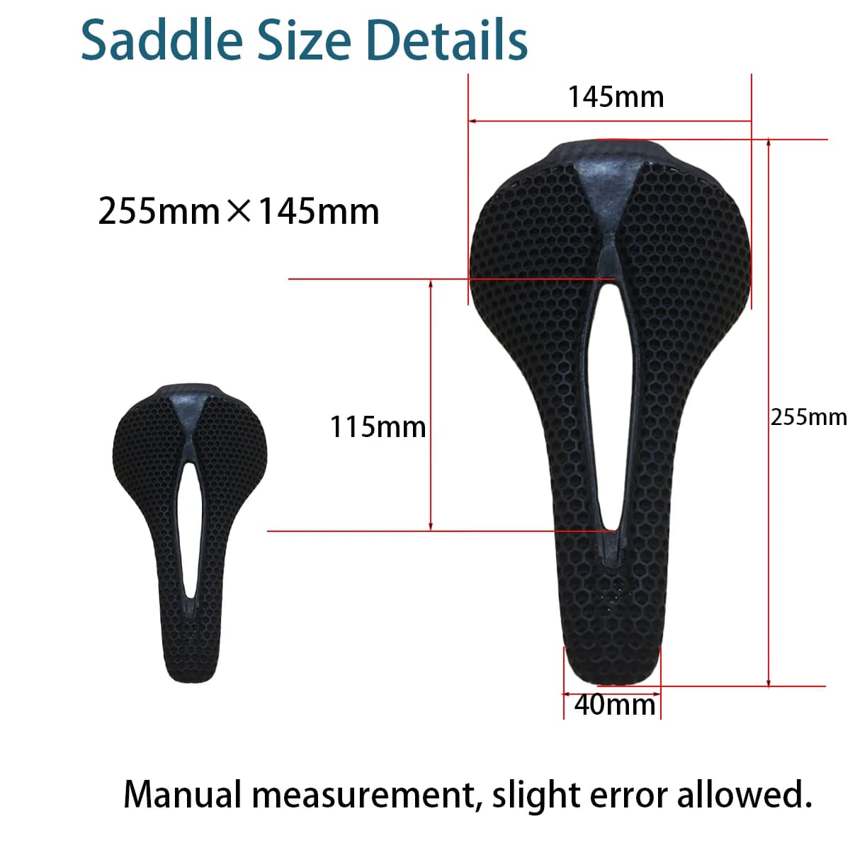 Sella per Bicicletta Stampata in 3D con Rotaia in Carbonio 255x145mm, Ultraleggera, Traspirante, Ergonomica e Confortevole per Bici da Strada