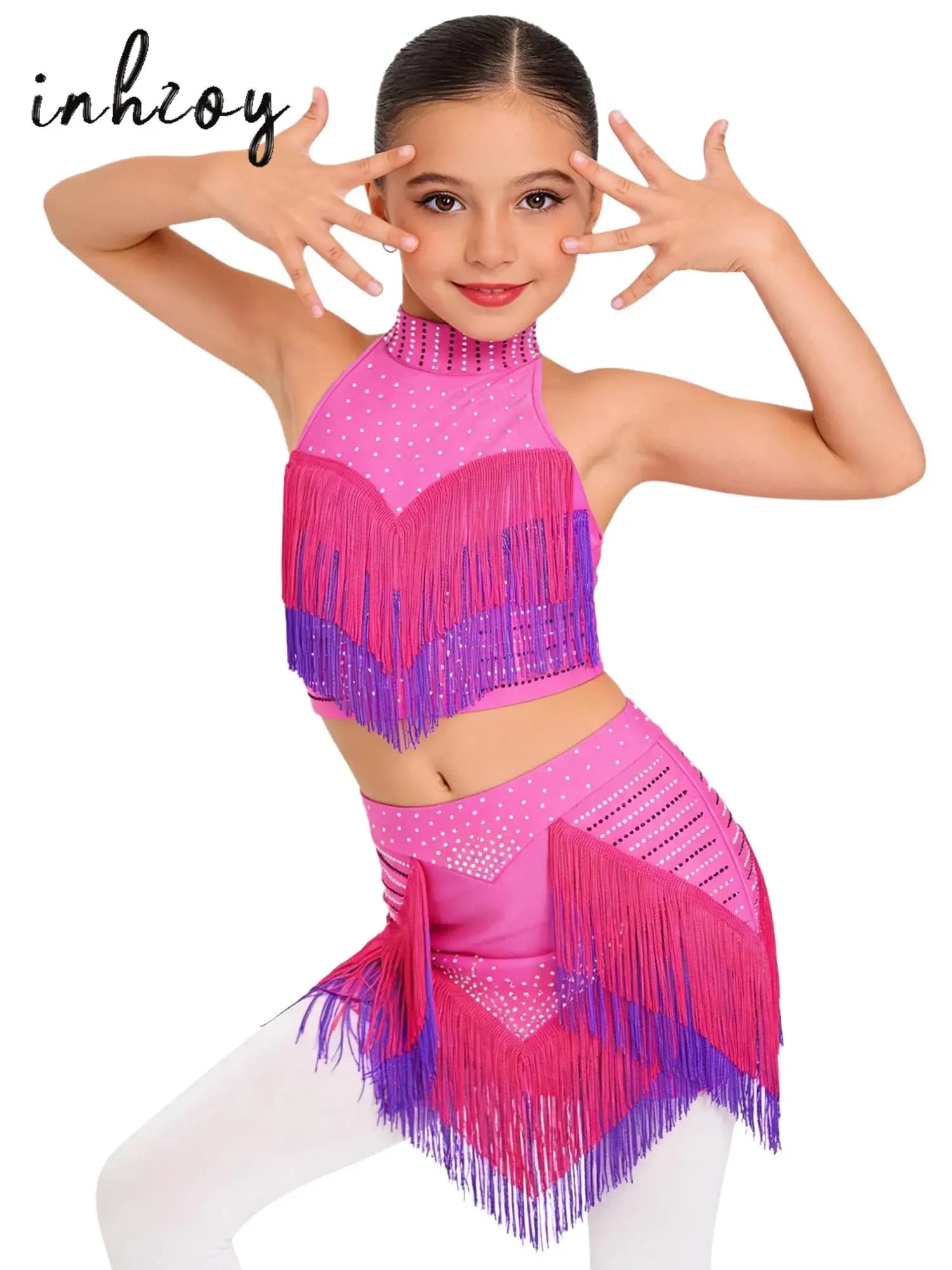 Body da Ginnastica per Bambini, Abito per Pattinaggio Artistico, Danza Classica e Lirica, Top Corto con Pantaloncini Integrati e Gonna