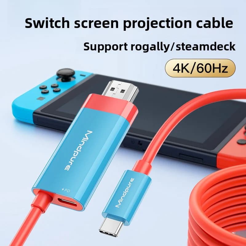 Cavo USB C a HDMI 4K da 2M, Ricarica PD 100W, Convertitore Portatile da Tipo C a HDTV per TV, Docking Station, Steam Deck, Laptop, Telefono, Tablet