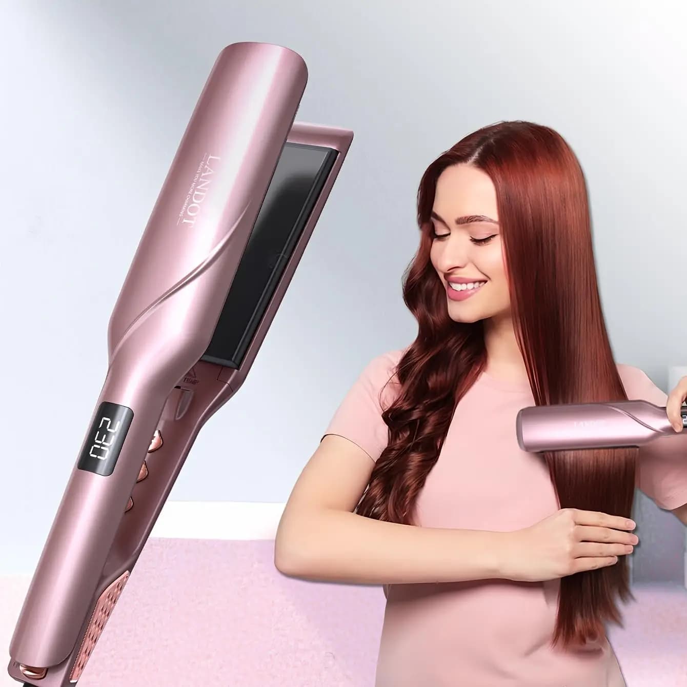 Piastra per Capelli Extra Larga 1.75" - Stiracapelli Professionale in Ceramica per Styling Rapido, Doppio Voltaggio 250-450 ℉