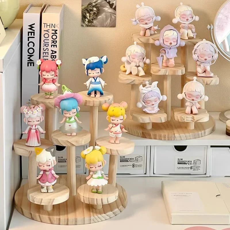 Wooden Storage Rack Mini Action Figure Display Stand Perfume Organizer Cabinet Blind Box Ornament Storage Holders Shelf