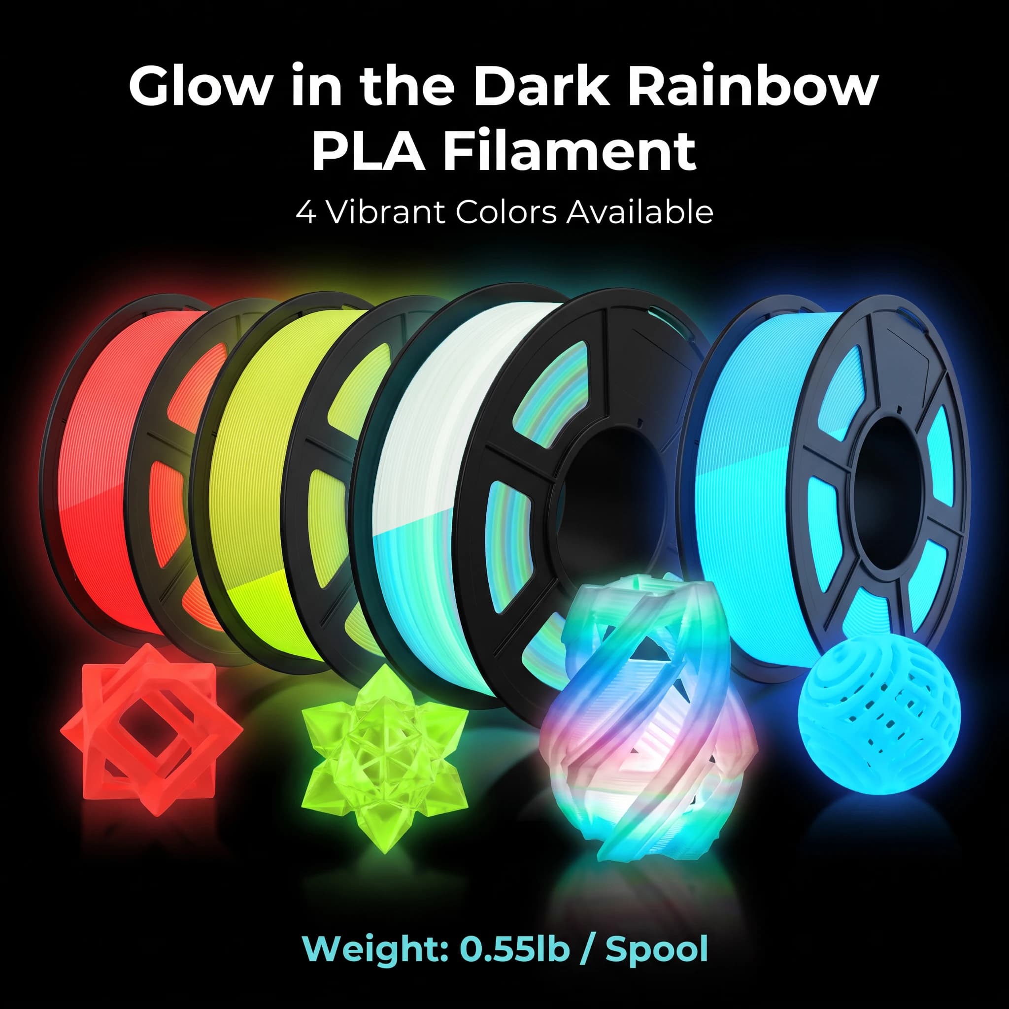 Glow in the Dark PLA Filament 1.75mm 250g Photoluminescent Luminous 3D Printer Filament Smooth No Clog FDM 3D Printing Material