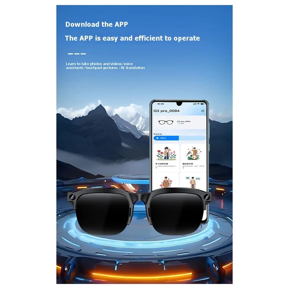 Occhiali Intelligenti FFYY con Doppio Altoparlante, Occhiali da Sole Bluetooth, Musica HIFI, Traduzione AI, Riconoscimento Foto per Uomini e Donne
