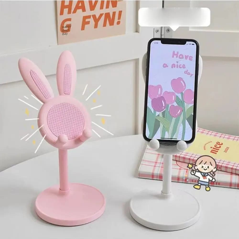 Rabbit Bunny Phone Holder Lazy Bracket Adjustable Telescopic Lifting Phone Holder Non-slip Multi-angle