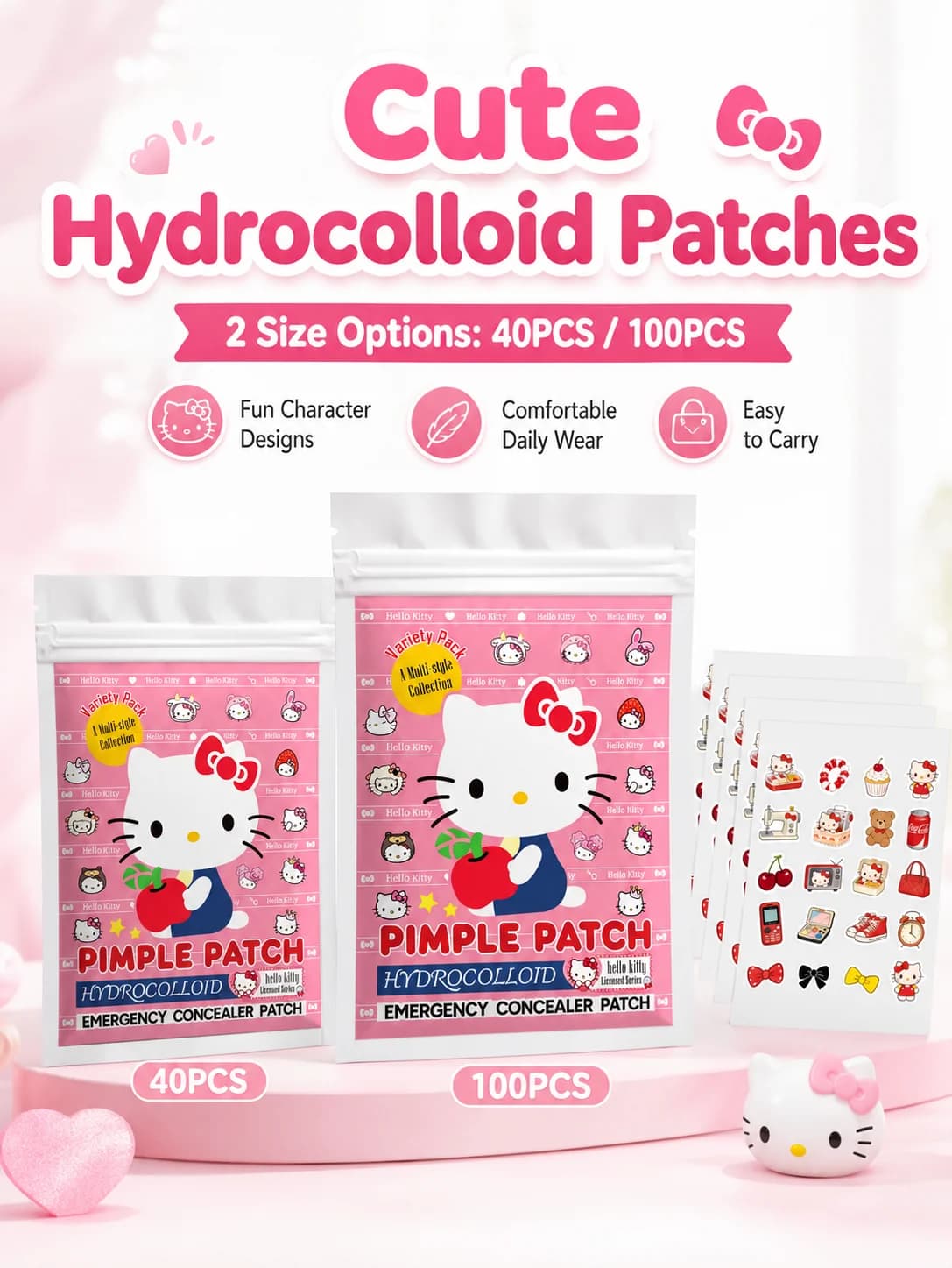 Sanrio Cute Cartoon Pimple Patches, Invisible Acne Spot Covers, Hydrocolloid Face Care Stickers