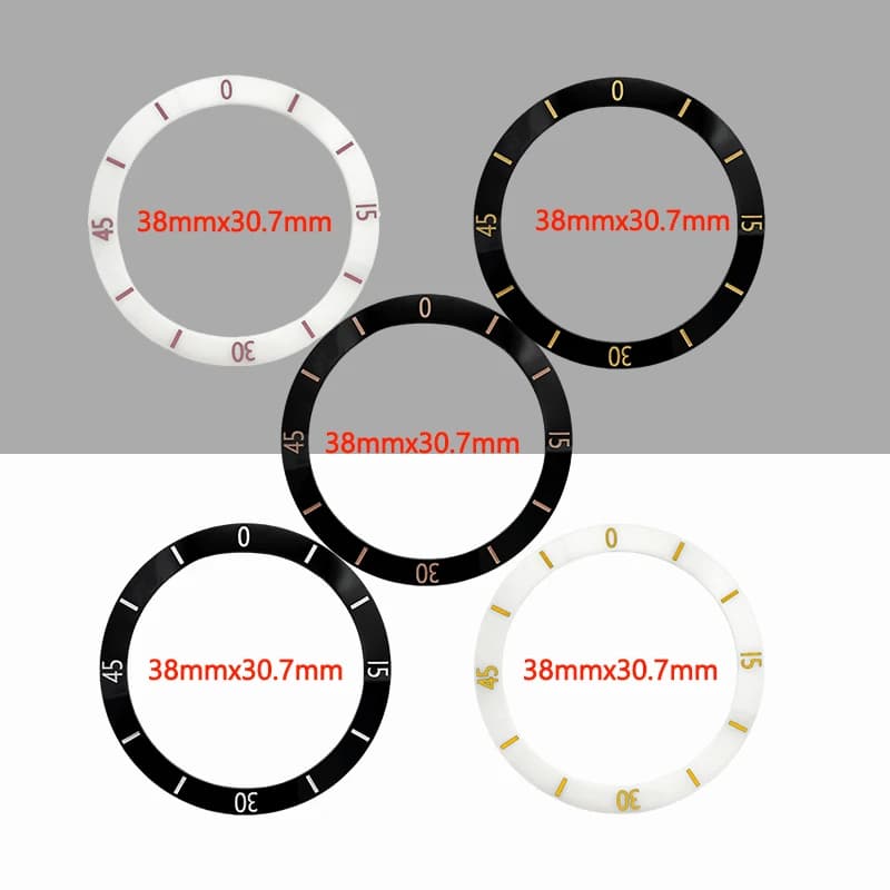 Inserto per Ghiera in Ceramica Nuovo Stile Chanel Compatibile con Casse Orologio Sub SKX007 SKX009 - Anello Inserto Ghiera in Ceramica 38*30.7mm