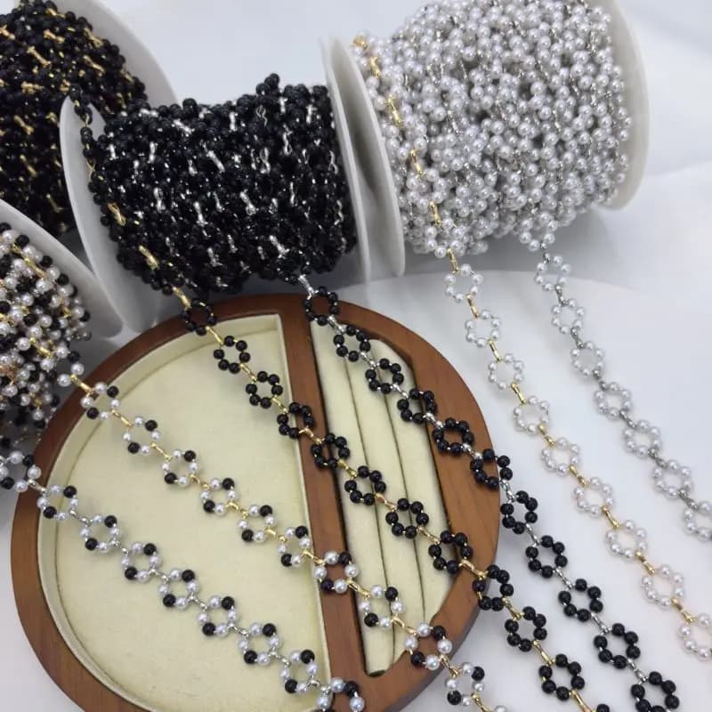 Catena a maglie con fiore floreale placcato oro da 1 m per collana fai da te, braccialetto, cavigliera, componenti artigianali di gioielli all'ingrosso
