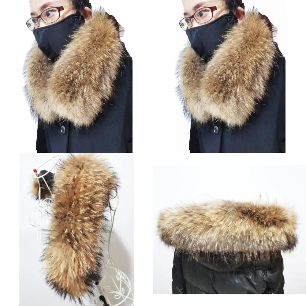 Unisex scarf collar in raccoon fur: accessory for hair warm and elegant