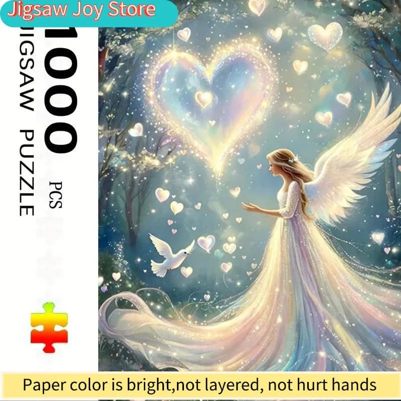 Puzzle grande per adulti adatto per famiglia e amici - Ragazza con ali di angelo e ali dipinte, immagine grande 70,0x50,01 cm