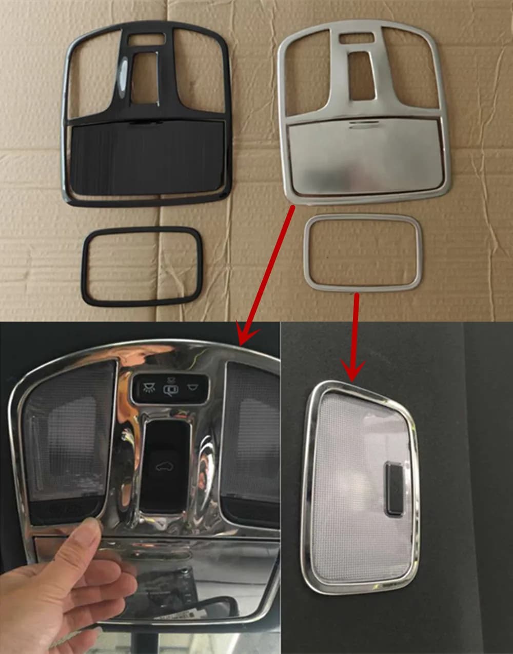 For Hyundai Kona Kauai 2017 - 2022 Stainless Steel Car Inner Inside Head Read Reading Switch Light Lamp Frame Trim Hoods