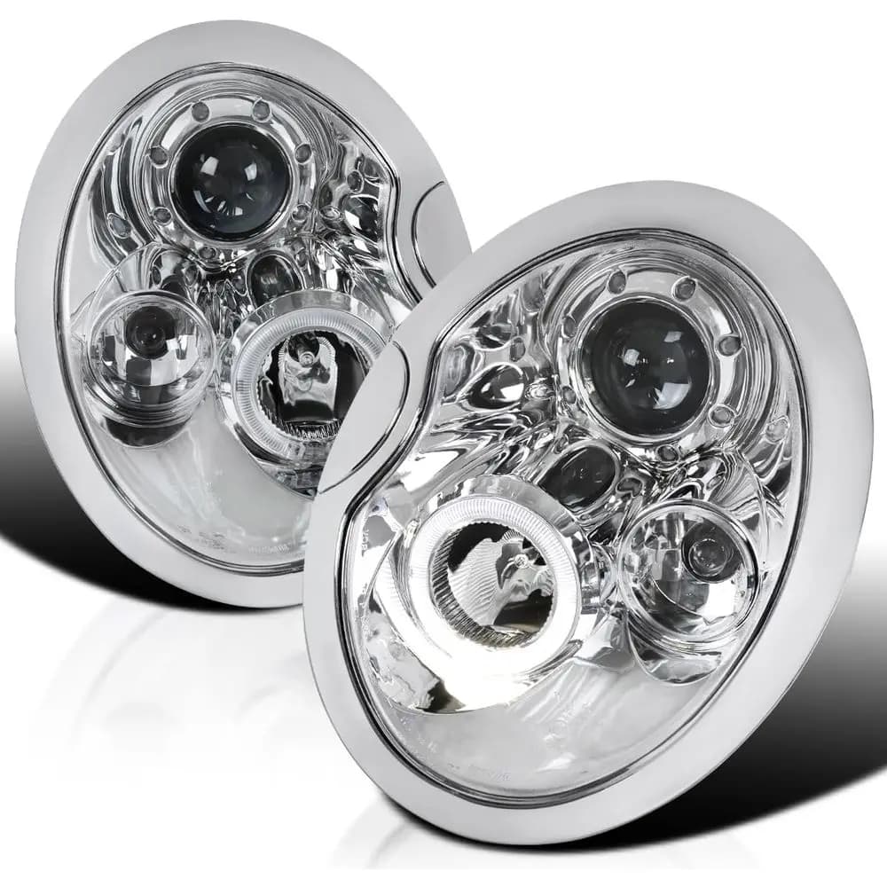 Fari Proiettori Cromati Compatibili con MINI Cooper/Cooper S Hardtop/Hatchback R50/R53 2002-2006, MINI Cooper R52 2005-2008