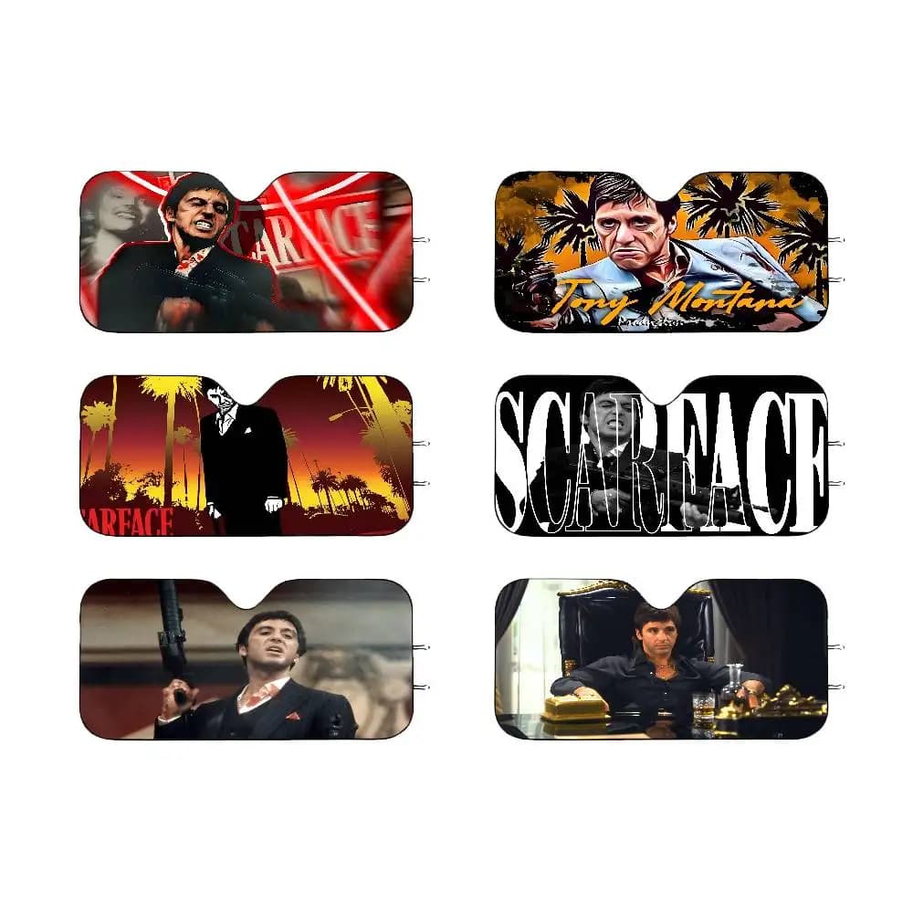 Parasole per Parabrezza con Motivo del Film Classico Scarface, Parasole Rosa per Auto con Fiori, Decorazione Estetica per Auto