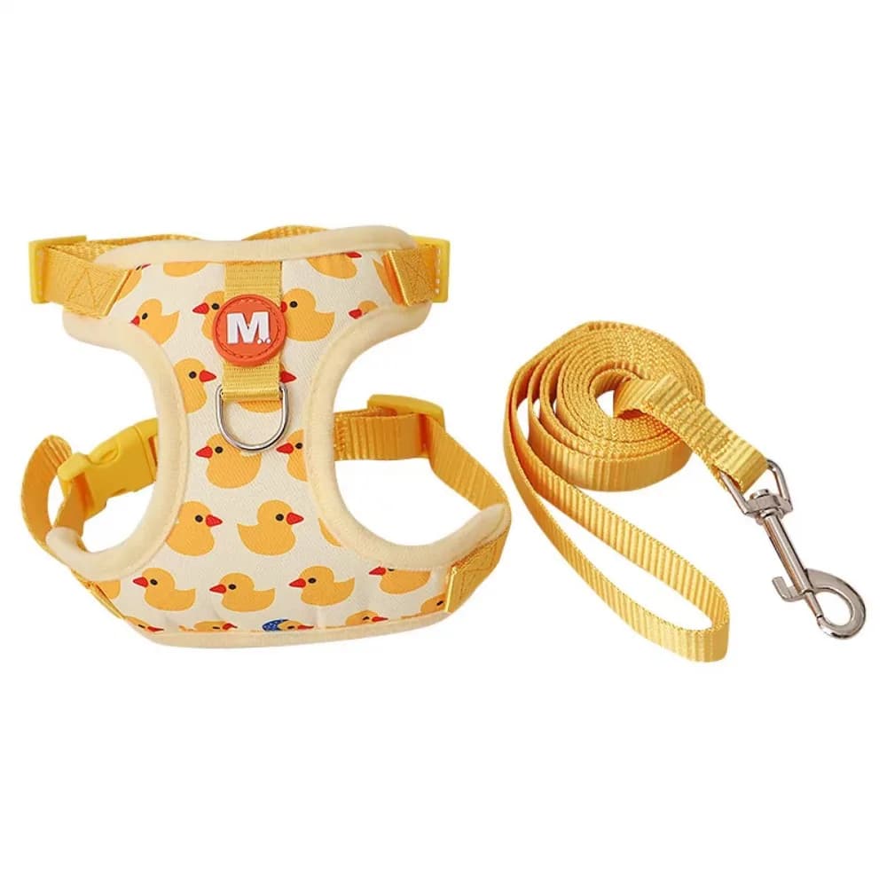 Pettorina per Cani a Forma di Paperella in Nylon, Stile Gilet con Fibbia Regolabile, Guinzaglio Traspirante Staccabile per Cani, Viaggio