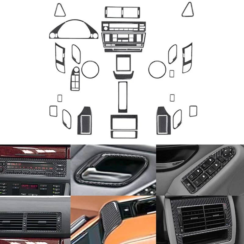 Per BMW Serie 5 E39 1998-2003 Adesivo Decorativo per Pannello Radio, Porta e Leva del Cambio, Accessori Auto