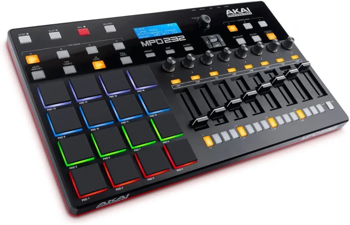 Akai Professionale MPD232 | Controller MIDI Drum Pad con download software Pacchetto (16 pad / 8 manopole / 8 pulsanti / 8 faders)