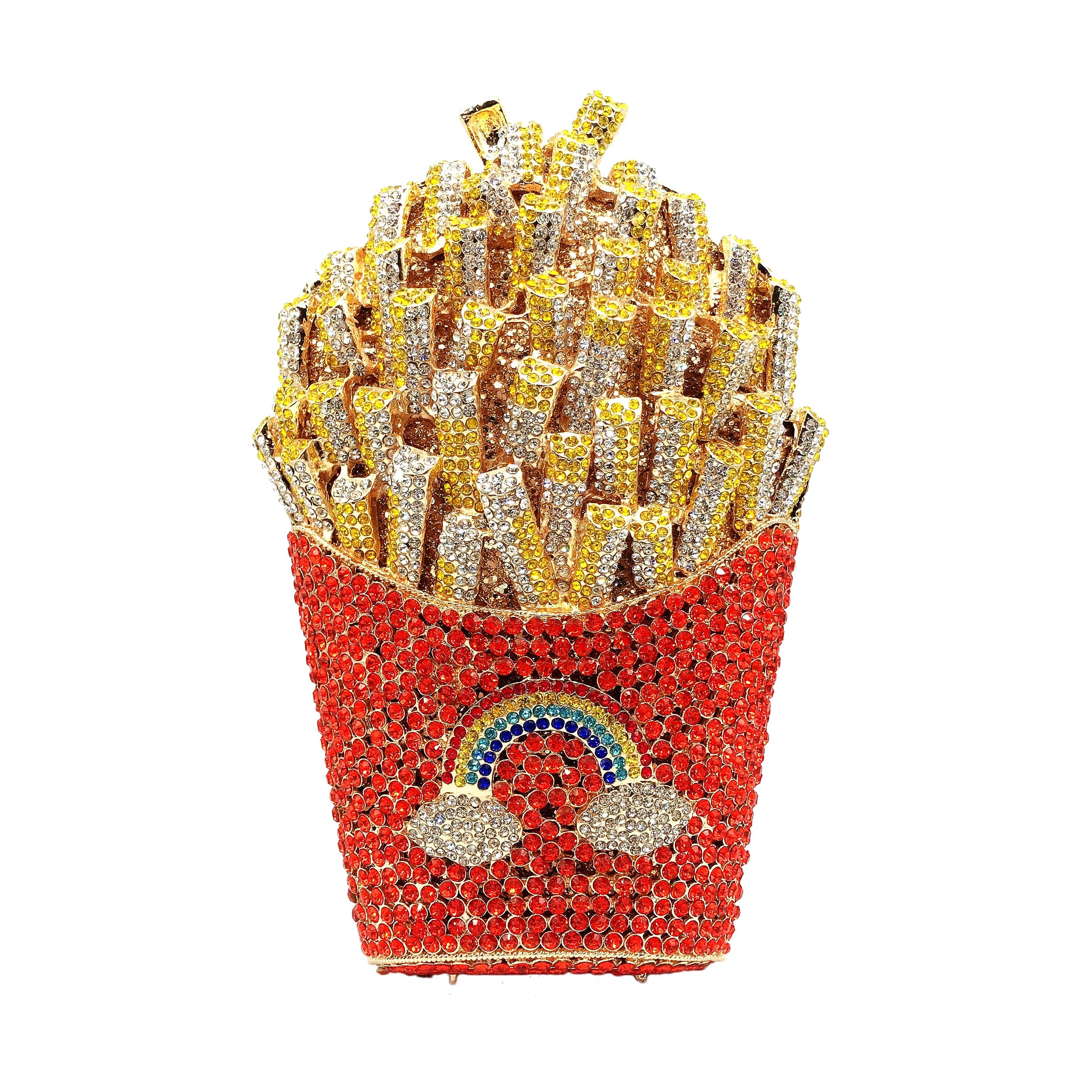 Vendita all'ingrosso patatine fritte patatine arcobaleno pochette Minaudiere borsa da donna borsa da sera in cristallo borsa da sposa con diamanti borsa da sposa