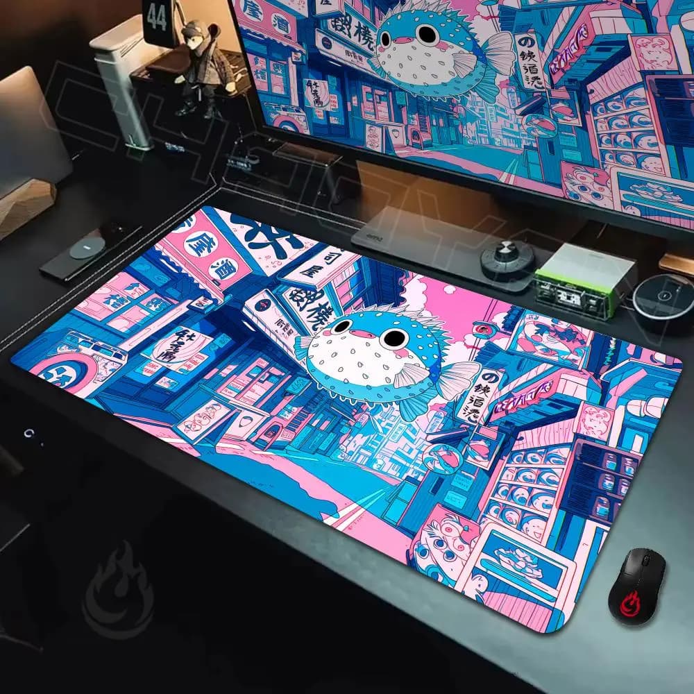 Tappetino per mouse in stile giapponese estetico Izakaya, tappetino per mouse da ufficio antiscivolo e resistente, tappetini da gioco con bordo cucito e stampa HD