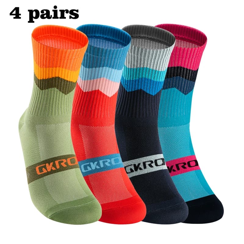 GKRQ 4 Pairs Bike Socks Men Nurse Compression Cycling For Women Mtb Guard Socks Stockings Sport Grip Barre Socks