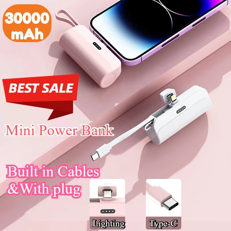 Mini Power Bank da 20000mAh, Batteria Esterna Portatile a Ricarica Rapida per iPhone 12 13 14 15, Huawei e Xiaomi, 2-in-1 Type-C Lightning