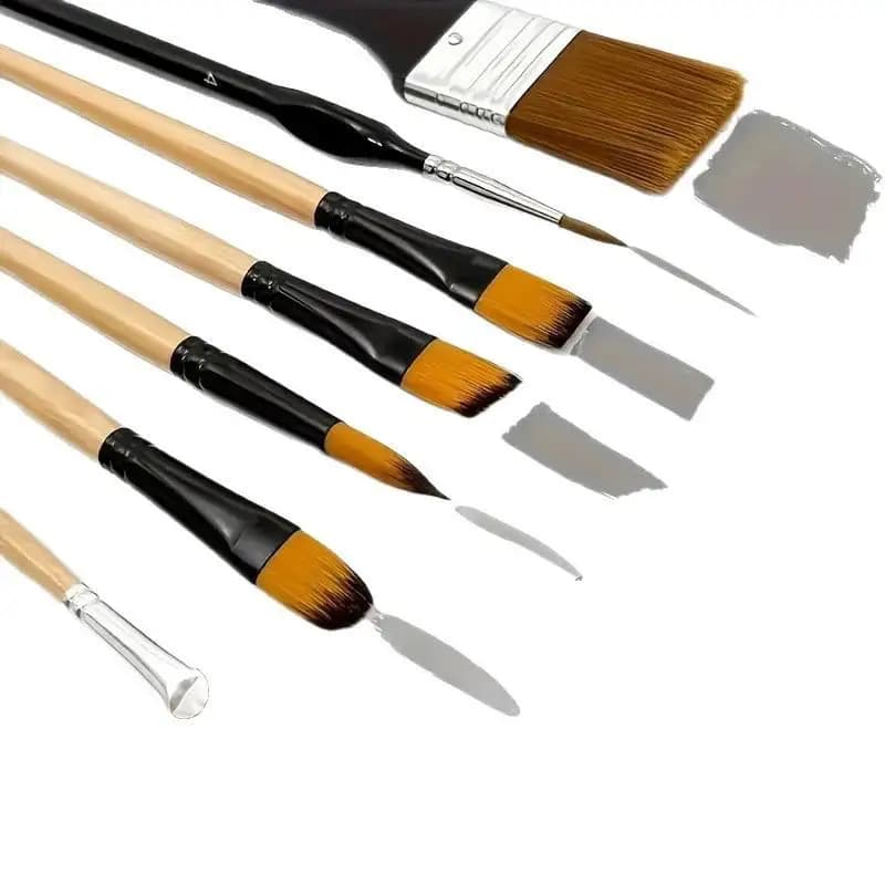 32Pcs/pack Paint Brush Set For Acrylic Painting Premium Nylon Bristles With Round Filbert,Flat,Fan,Angle,Fine Detail Brush