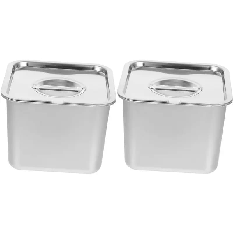 Offerta Speciale - 2 Contenitori in Acciaio Inox per Gelato con Coperchio Ermetico, Scatola Versatile per Conservazione Alimenti
