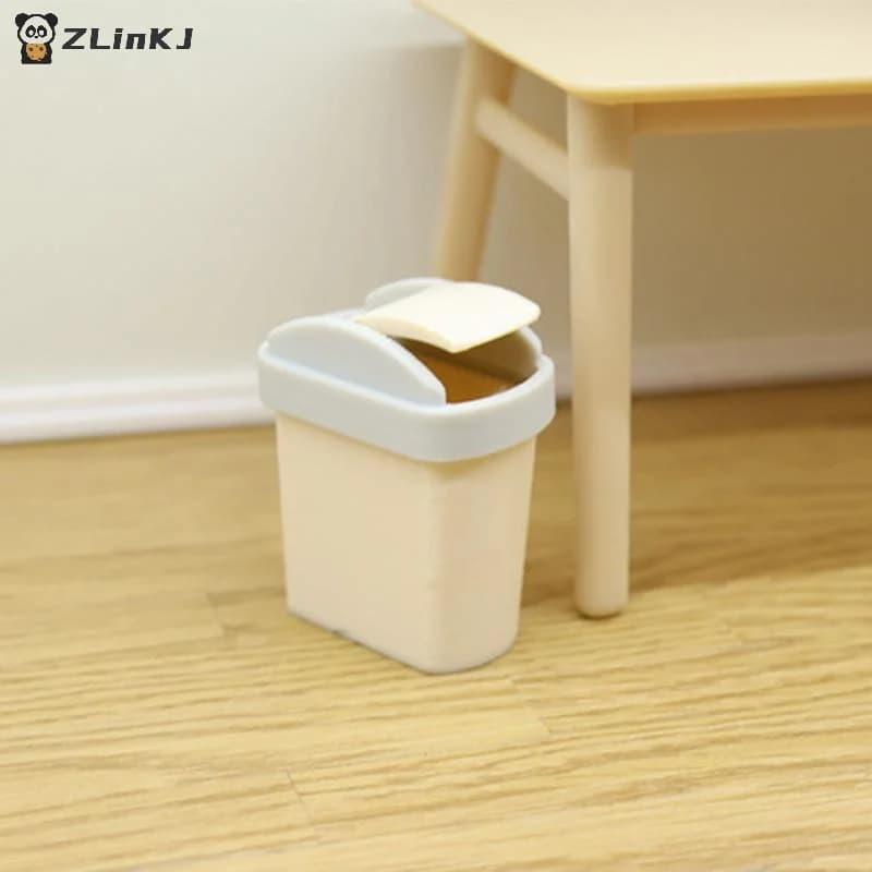 ▶ 1 Pezzo Mini Pattumiera con Coperchio a Ribalta, Modellino in Miniatura per Scenari, Accessori per Casa delle Bambole, Simulazione Mini Cestino per Rifiuti