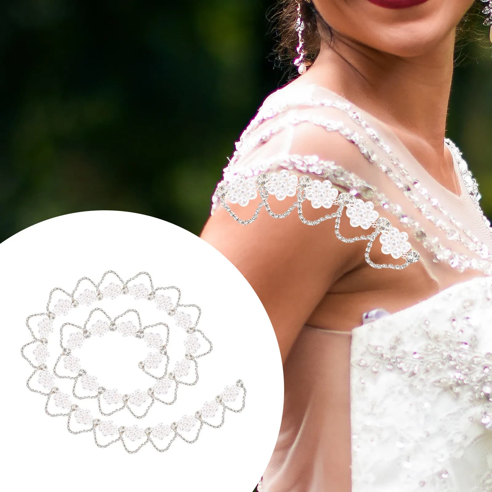 Pearl Rhinestone Chain Trim Exquisite DIY Clothes Trim Decorative Rhinestone Pearl Chain for Dress Hairband Shoes Clutch Handbag