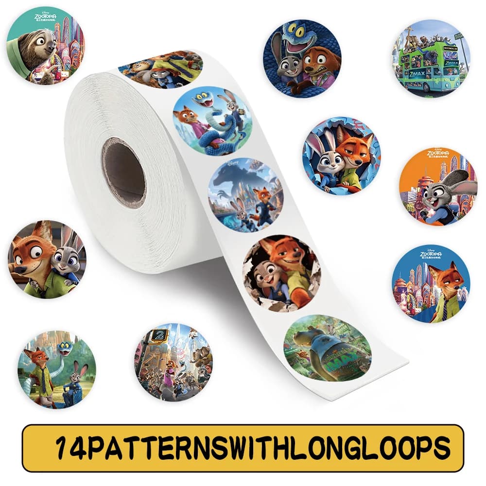 500 pz/rotolo cartone animato carino zootopia rotolo rotolo adesivi decorazione fai da te cassa del telefono notebook tazza d'acqua giocattolo regalo adesivo