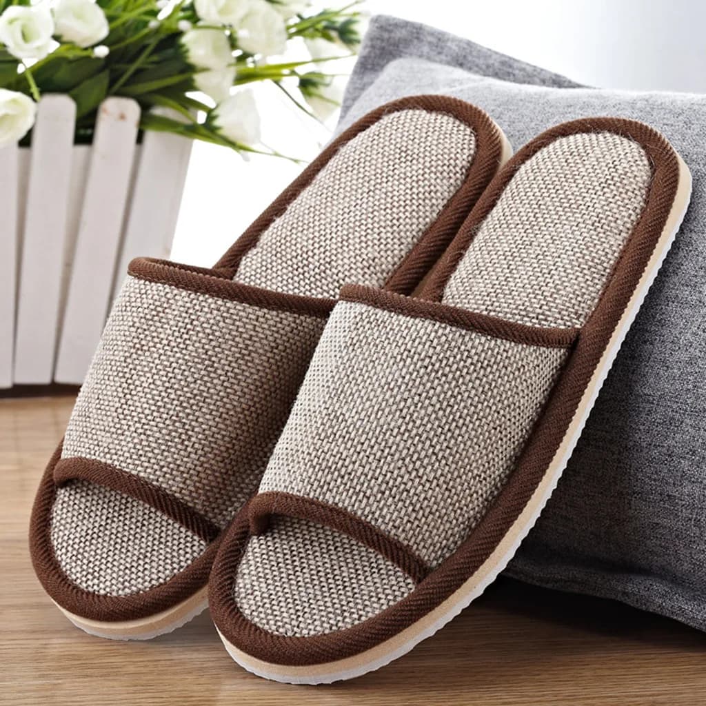 Men's Linen Slippers Women's Floor Slippers Low Shoes For Home Slippers Low Shoes for Interior Sandals
