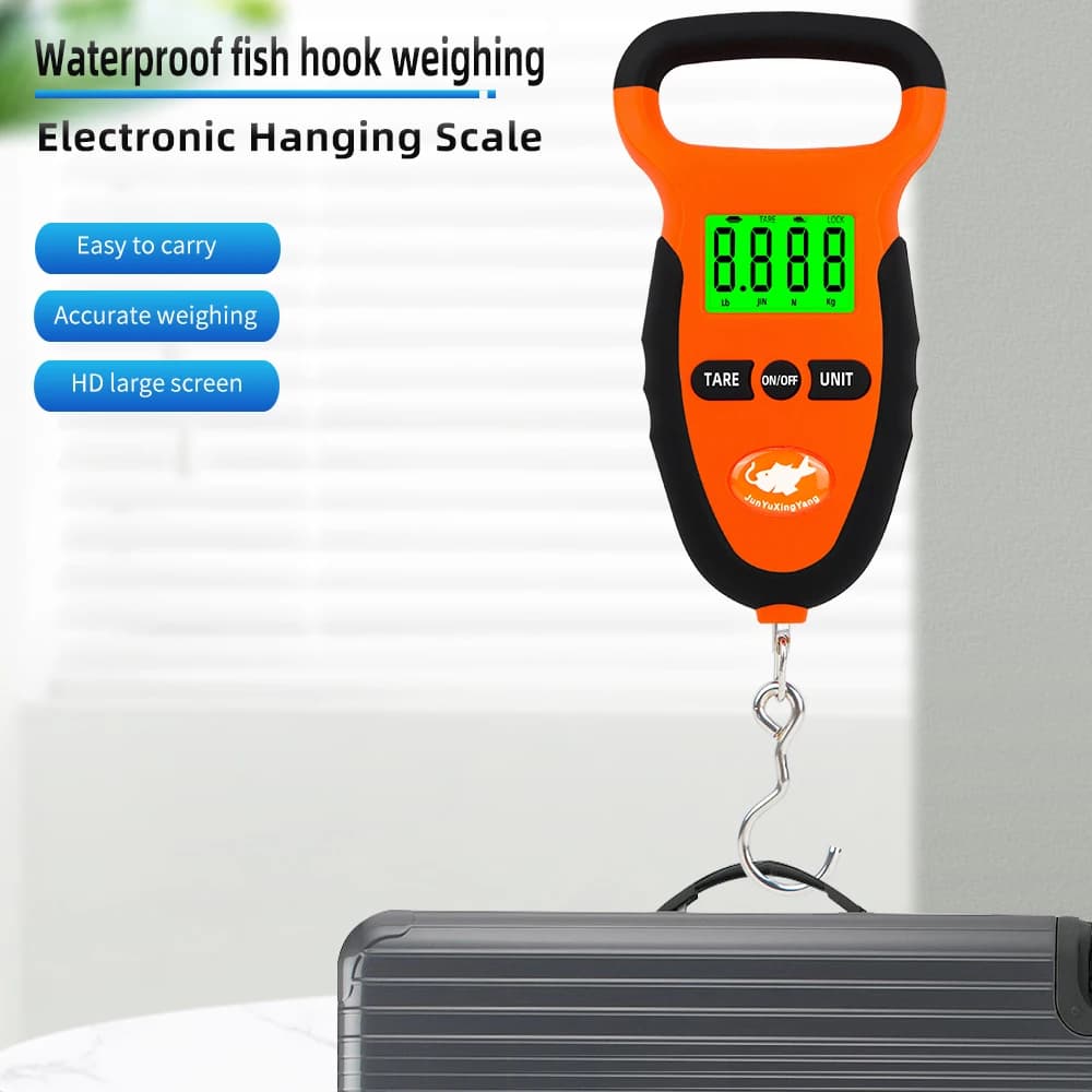 50KG/10g Digital Hanging Hook Scale, Waterproof Portable Handheld Weighing Scale, Support Lb/KG/JIN/N Unit for Fishing Luggage