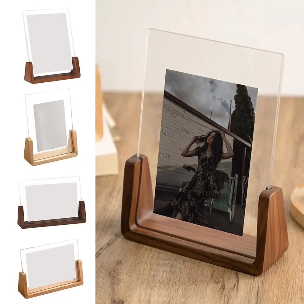 Frame for walnut/ beech wood photo frame U-shaped acrylic frame wooden photo frame for table weddings