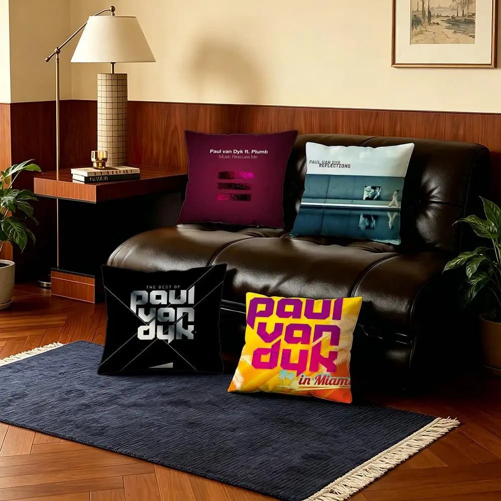 Electronic P-Paul van Dyk Cushion Cover 4Pcs Ultra Soft Short Plush Pillow Covers 40x40 45x45 Boho for Sofa Bedroom