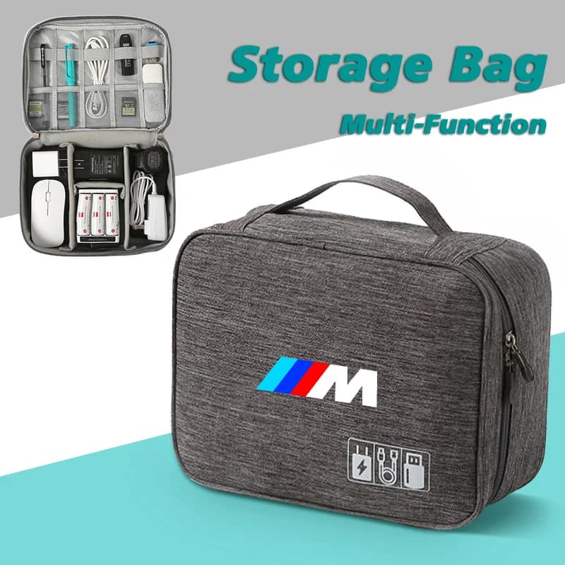 Car sticker Car Travel Cable Storage Bag USB Data Cable Charger Plug Storage Cable Bag Fit For BMW M M3 M5 X1 X2 X3 X5 X4 X7 G12
