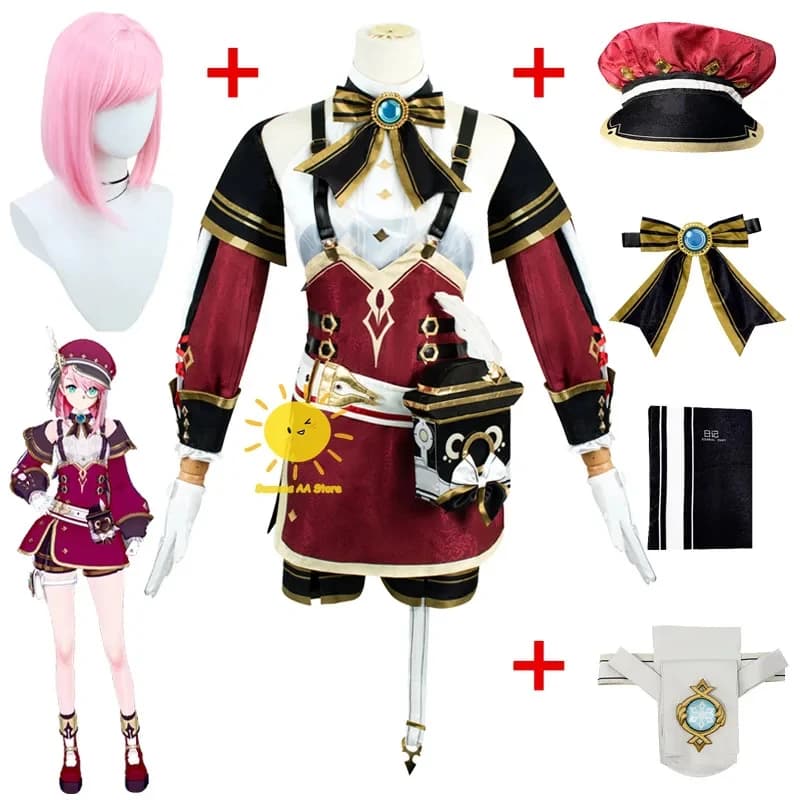 ❤ 2026 ★ Costume Cosplay di Charlotte da Genshin Impact, Uniforme Anime, Parrucca, Gonna, Abbigliamento per Feste di Halloween, Regalo ❤