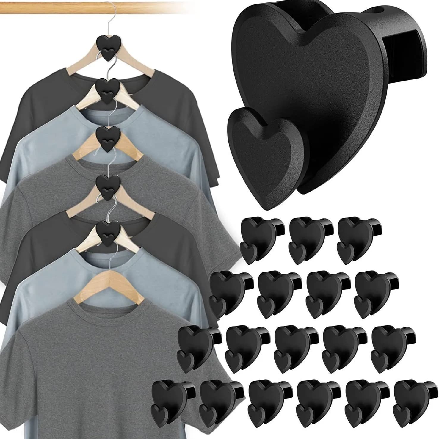 12/18/24PCS Abbigliamento per la casa Ordinamento Ganci ausiliari Risparmia spazio Ganci appendiabiti Spazio Triangolo Gancio Ganci Cuore ganci