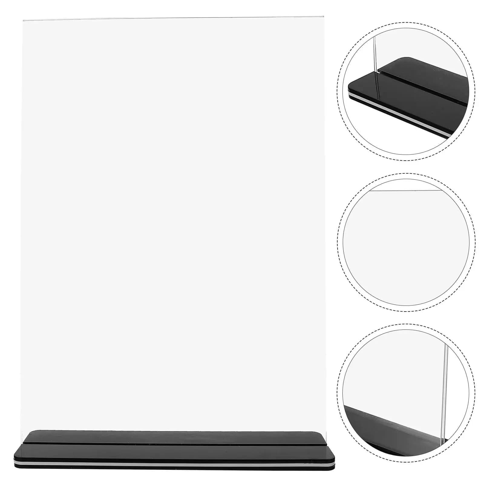 Espositore da Tavolo in Acrilico Trasparente a Doppia Faccia per Menu, Base Stabile per Ristoranti e Uffici, Supporto per Poster ed Etichette in Acrilico