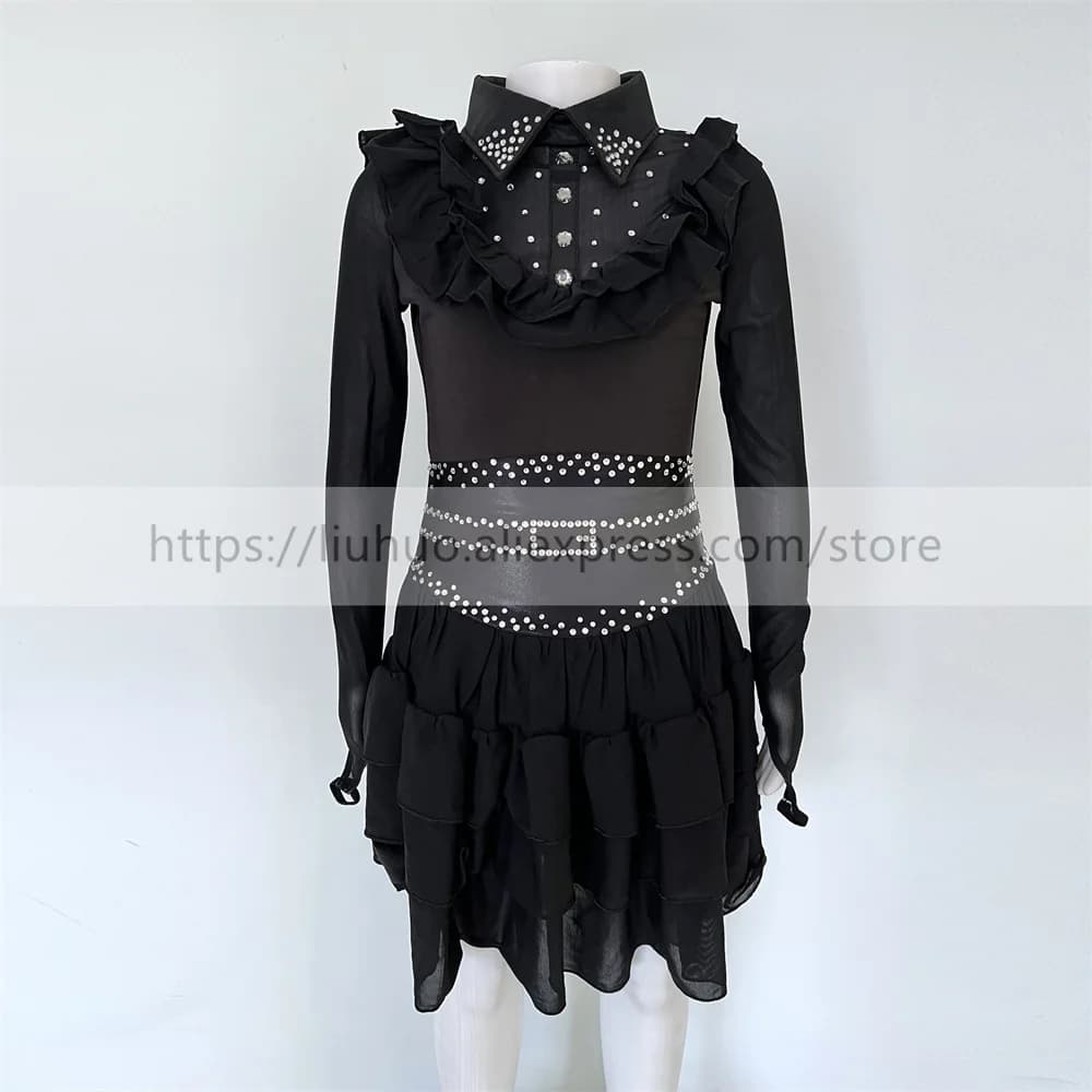 LIUHUO Donne Aldult Ragazza Personalizza Costume Competizione Performance Body Pattinaggio di Figura sul Ghiaccio Vestito Roller Nero Adolescenti Principessa