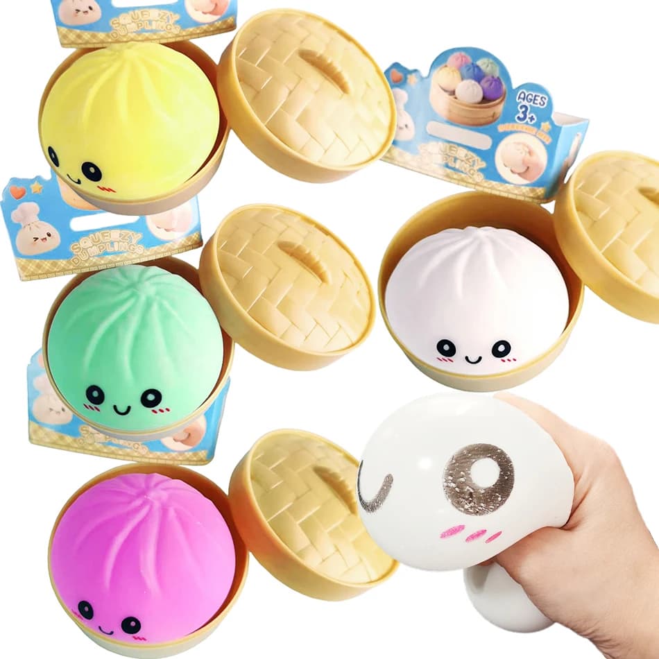 Palline Antistress a Forma di Raviolo, Giocattolo Sensoriale Fidget, Simulazione Cibo con Mini Vaporiera, Pallina Spremibile per Alleviare lo Stress, Giocattolo da Mano 2026