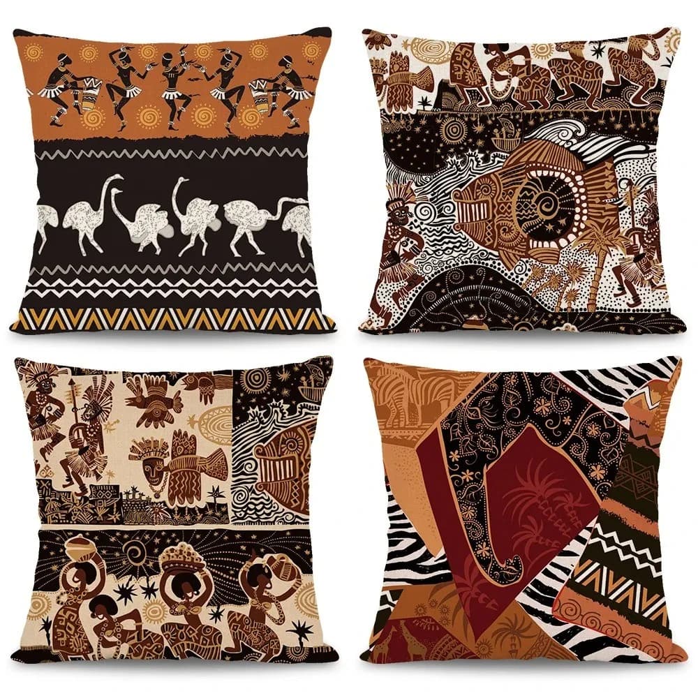 African Style Patterns Printed Pillow Covers Pattern Cushion Cover Suitable For Sofa Bedroom Car Pillow Cover