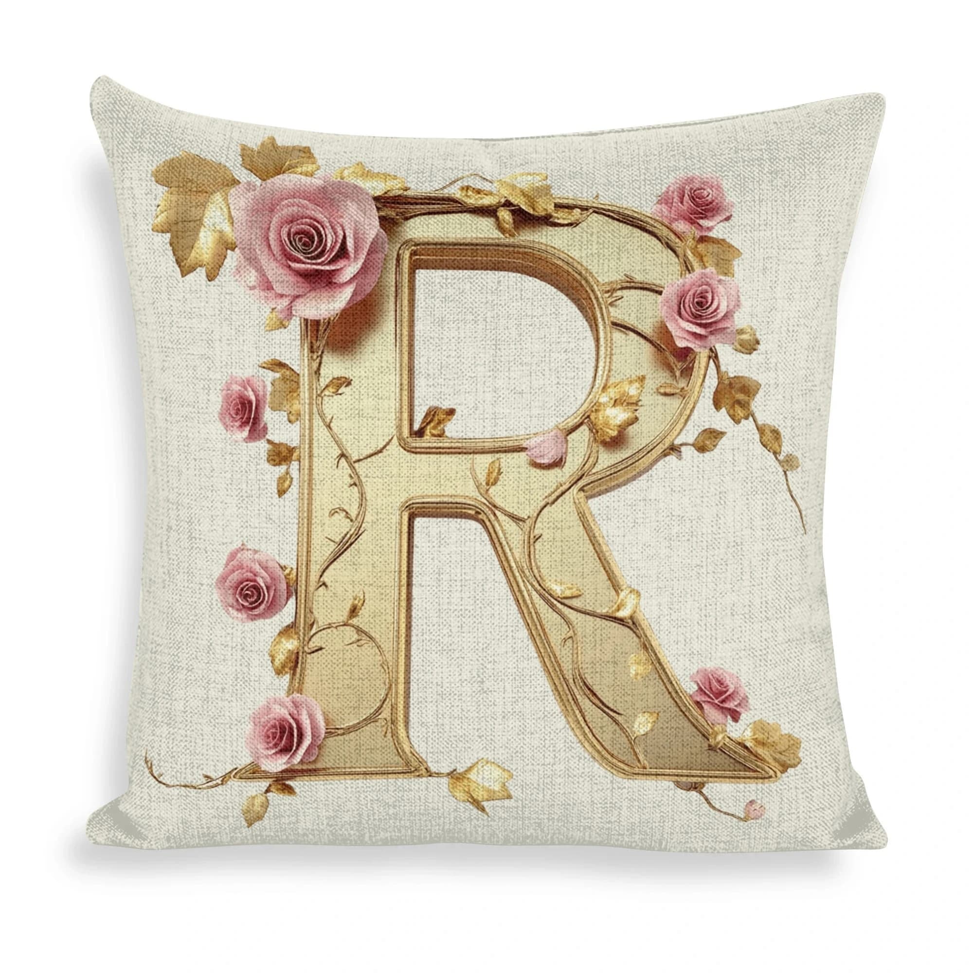 Fodera per cuscino con lettera R a forma di fiore, adatta per la decorazione del divano e della camera da letto, regalo unico per le vacanze